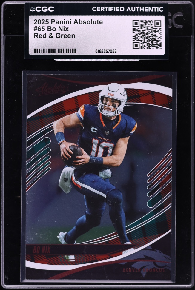 2025 Absolute Red & Green Bo Nix #65 CGC AUTH