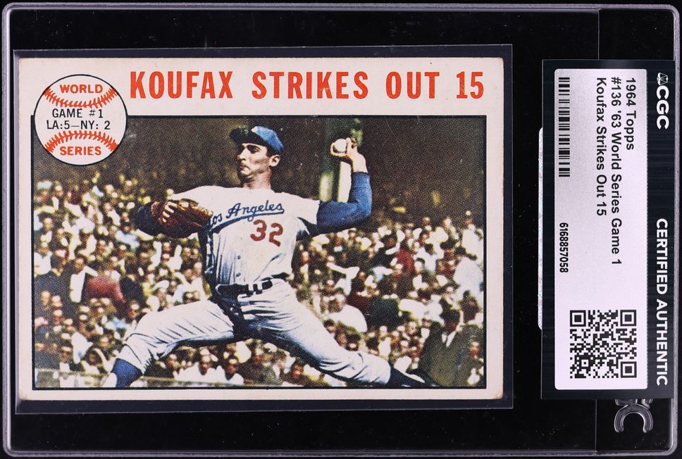 1964 Topps Sandy Koufax WORLD SERIES GAME 1 #136 CGC AUTH