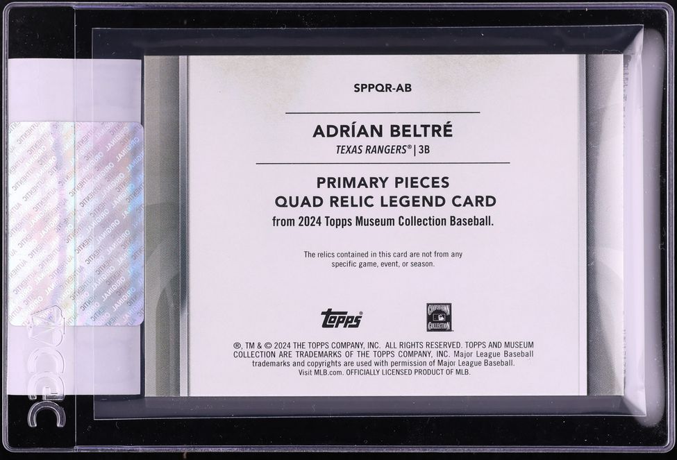 2024 Topps Museum Collection Primary Pieces Legends Adrian Beltre PATCH /99 #SPPQR-AB CGC AUTH