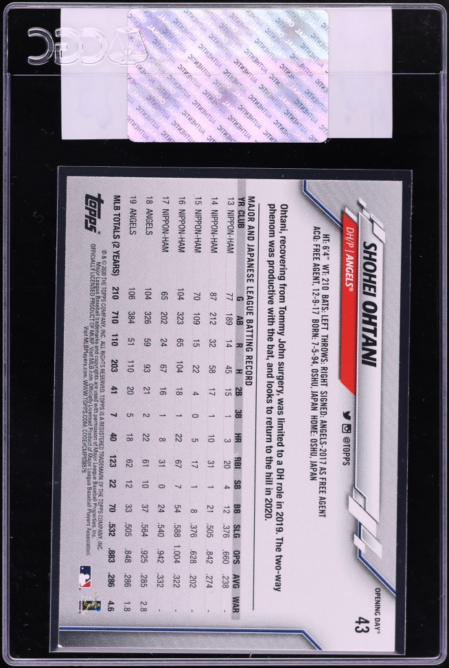 2020 Topps Opening Day Shohei Ohtani #43 CGC AUTH