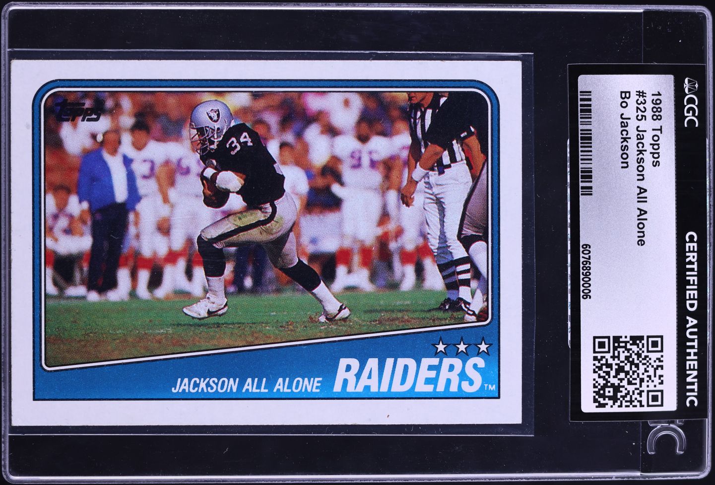 1988 Topps Football Bo Jackson ROOKIE, TEAM LDRS #325 CGC AUTH