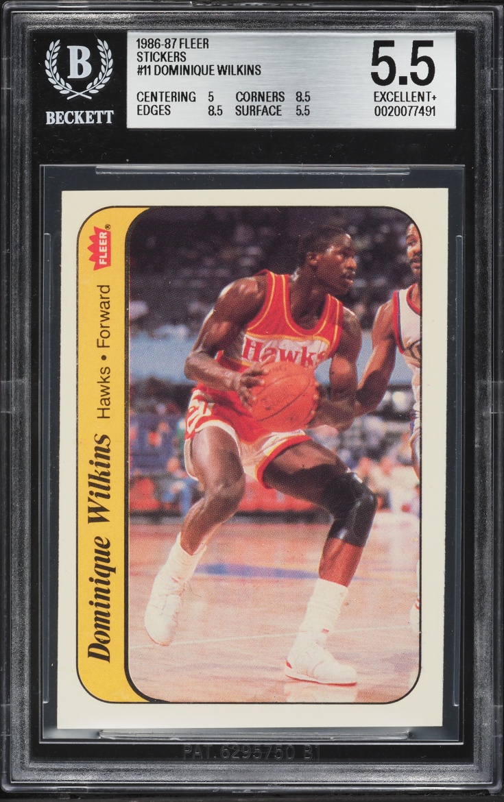 1986 Fleer Sticker Dominique Wilkins #11 BGS 5.5 EX+