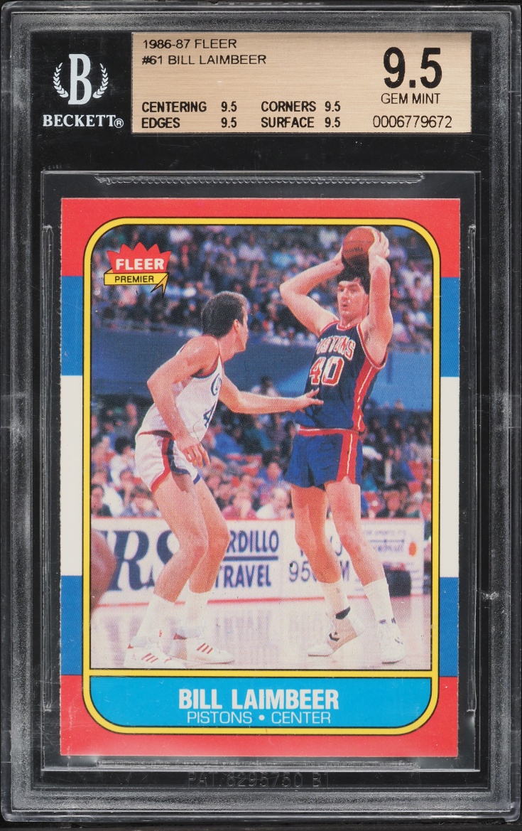 1986 Fleer Basketball Bill Laimbeer #61 BGS 9.5 GEM MINT