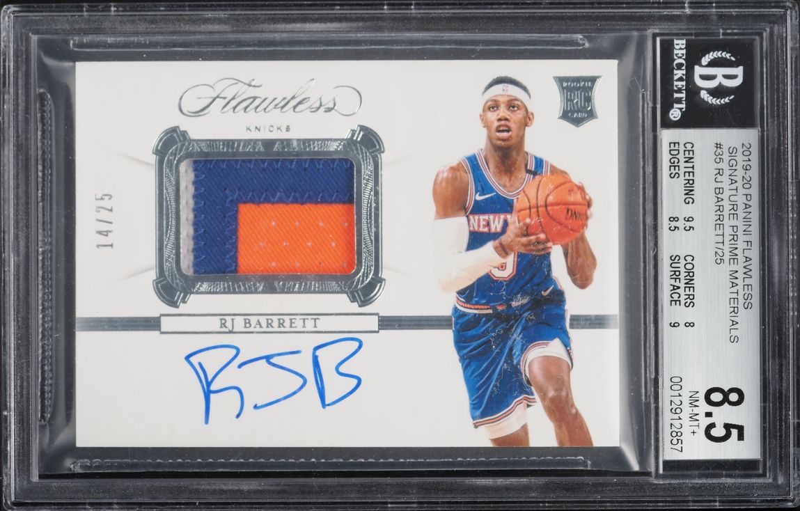 2019 Panini Flawless Prime RJ Barrett ROOKIE PATCH AUTO /25 #SP-RJB BGS 8.5 NM-MT+