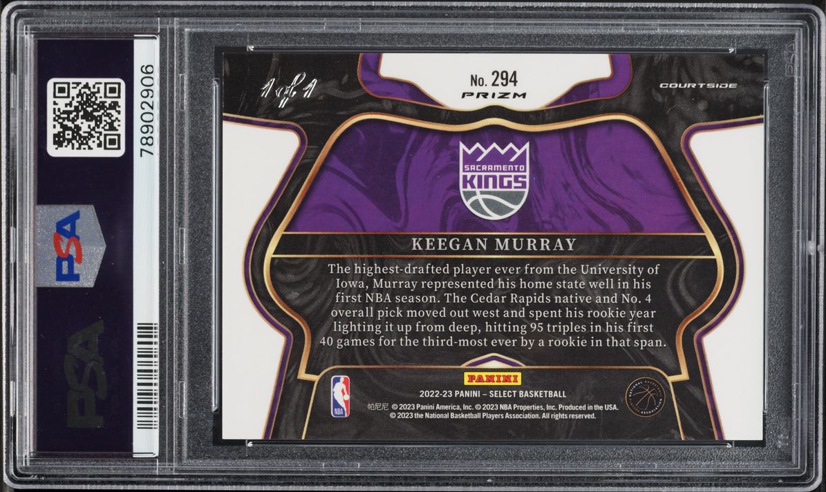 2022 Select Courtside Black Disco Prizm Keegan Murray ROOKIE 1/1 #294 PSA 10 GEM MINT