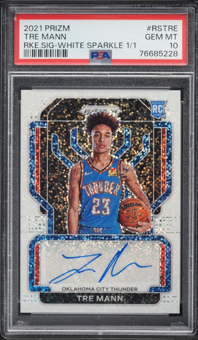 2021 Panini Prizm White Sparkle Tre Mann ROOKIE AUTO 1/1 #RS-TRE PSA 10 GEM MINT