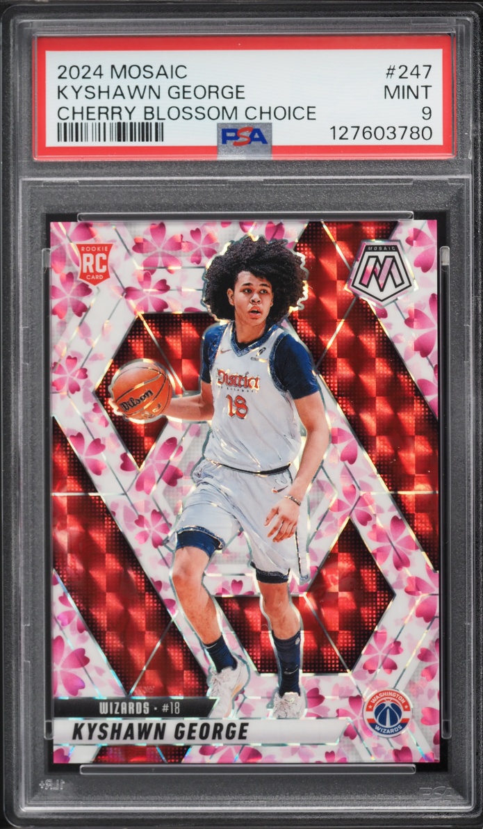 2024 Panini Mosaic Cherry Blossom Choice Kyshawn George ROOKIE /20 #247 PSA 9 MINT