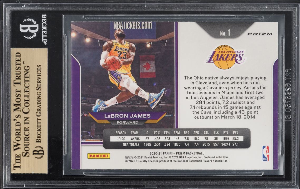 2020 Panini Prizm Orange Ice LeBron James #1 BGS 9.5 GEM MINT