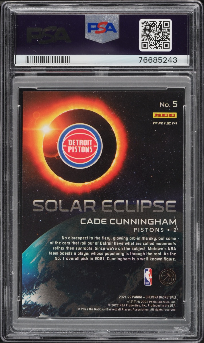 2021 Panini Spectra Solar Eclipse Cade Cunningham ROOKIE #5 PSA 10 GEM MINT