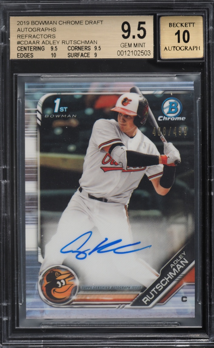 2019 Bowman Chrome Draft Refractor Adley Rutschman PROSPECT AUTO /499 #CDA-AR BGS 9.5 GEM MINT