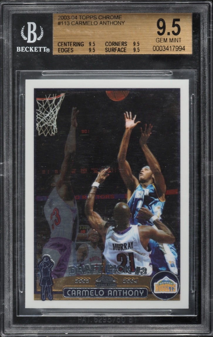 2003 Topps Chrome Carmelo Anthony ROOKIE #113 BGS 9.5 GEM MINT