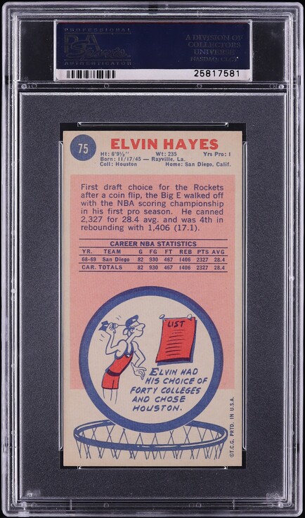 1969 Topps Basketball Elvin Hayes ROOKIE #75 PSA 6 EXMT