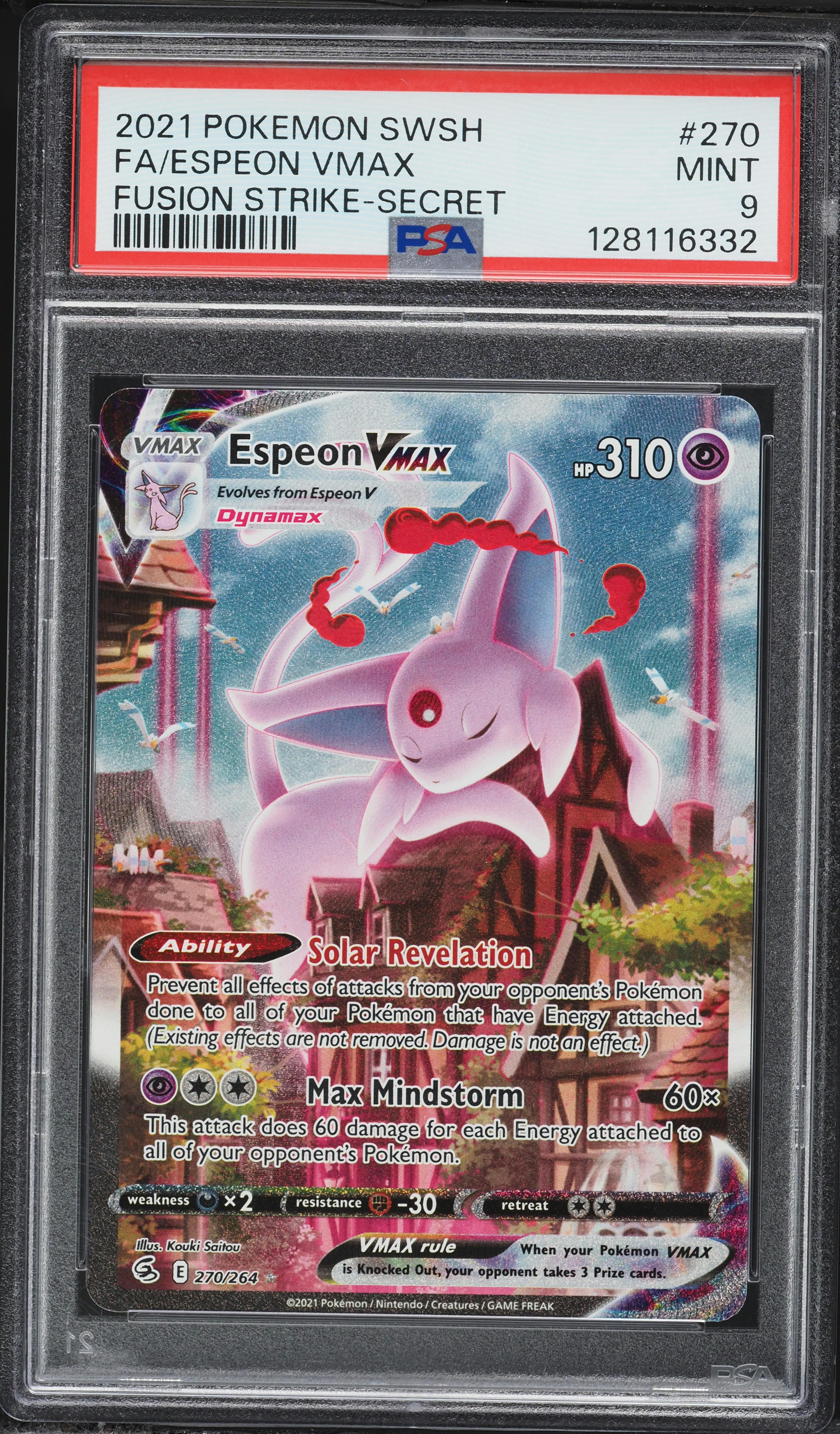 2021 Pokemon Sword & Shield Fusion Strike SEC Espeon VMAX #270 PSA 9 MINT
