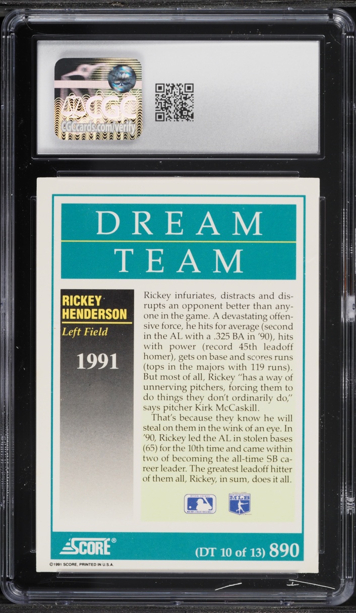 1991 Score Rickey Henderson #890 CGC 9 MINT