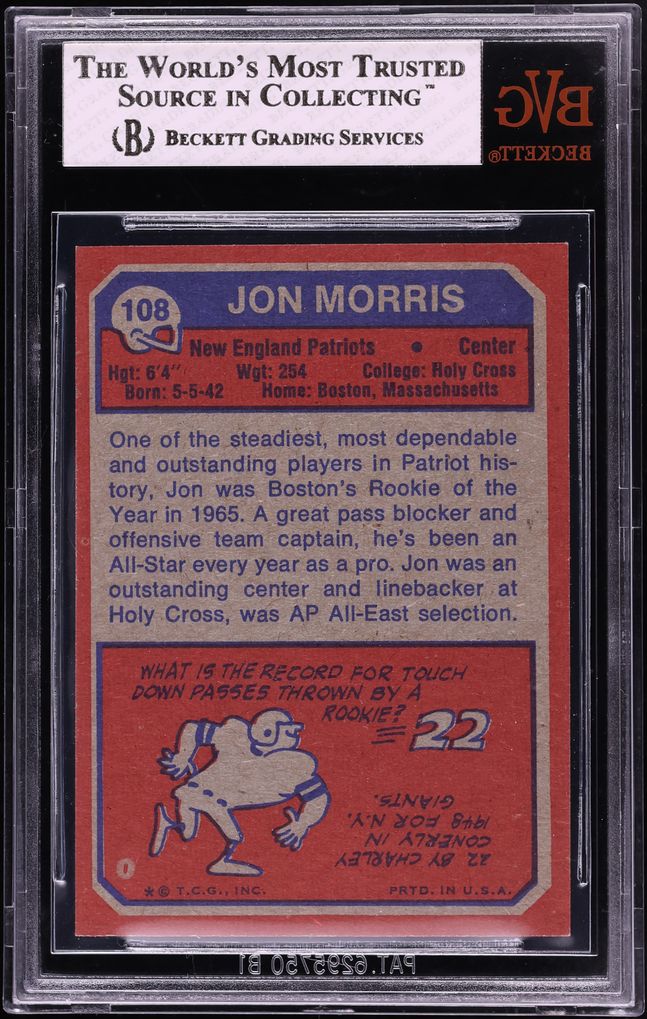 1973 Topps Football Jon Morris #108 BVG 8 NM-MT