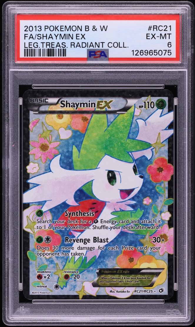 2013 Pokemon BW Legendary Treasures Radiant Collection Full Art Shaymin EX #RC21 PSA 6 EXMT