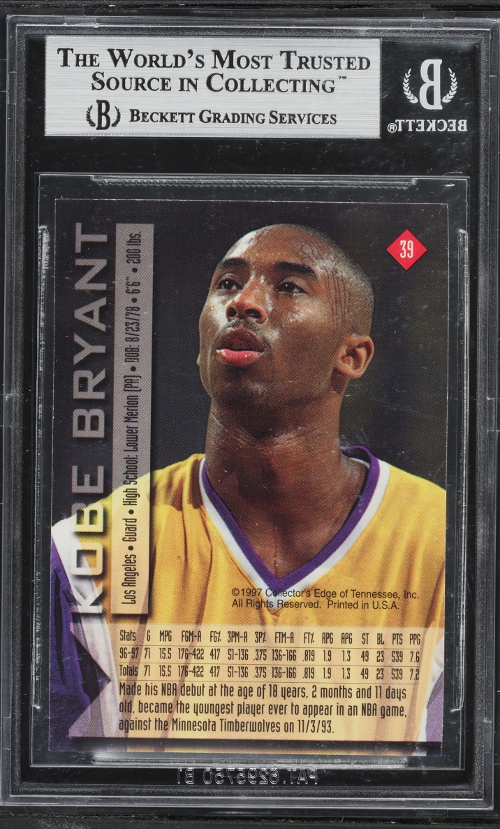 1997 Collector's Edge Kobe Bryant #39 BGS 9 MINT