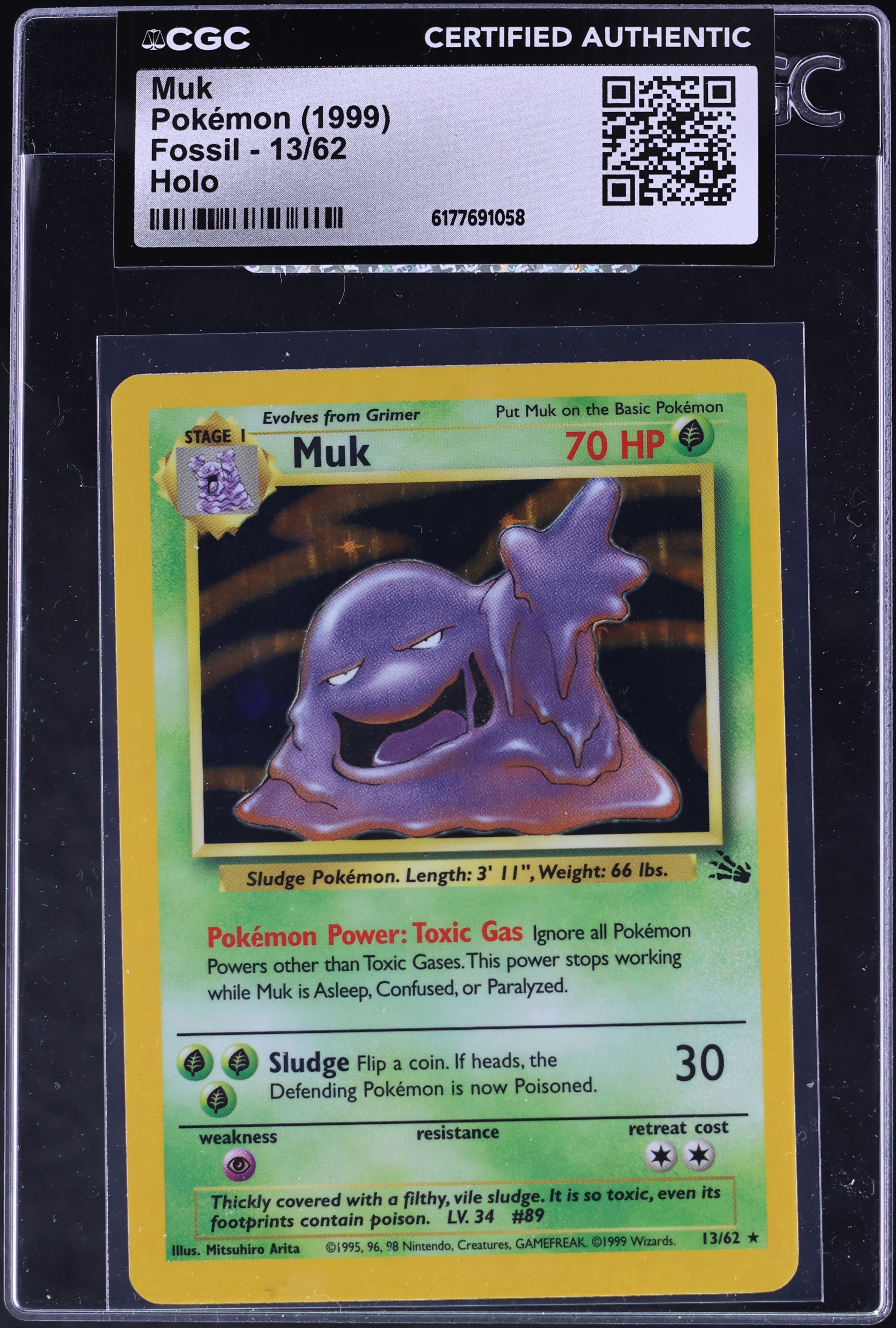 1999 Pokemon Fossil Holo Muk #13 CGC AUTH