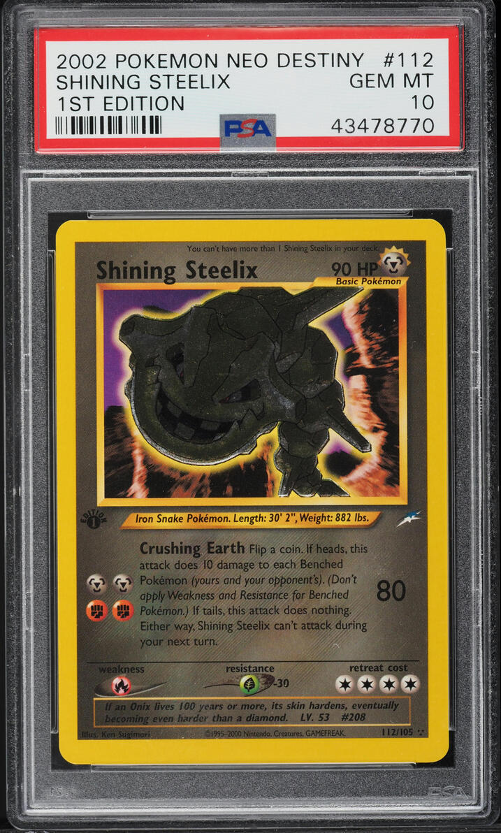 2002 Pokemon Neo Destiny 1st Edition Shining Steelix #112 PSA 10 GEM MINT