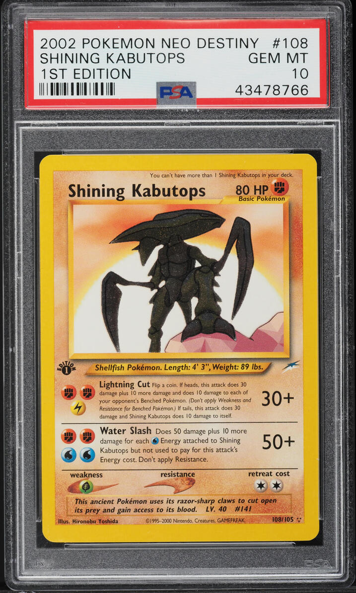 2002 Pokemon Neo Destiny 1st Edition Shining Kabutops #108 PSA 10 GEM MINT