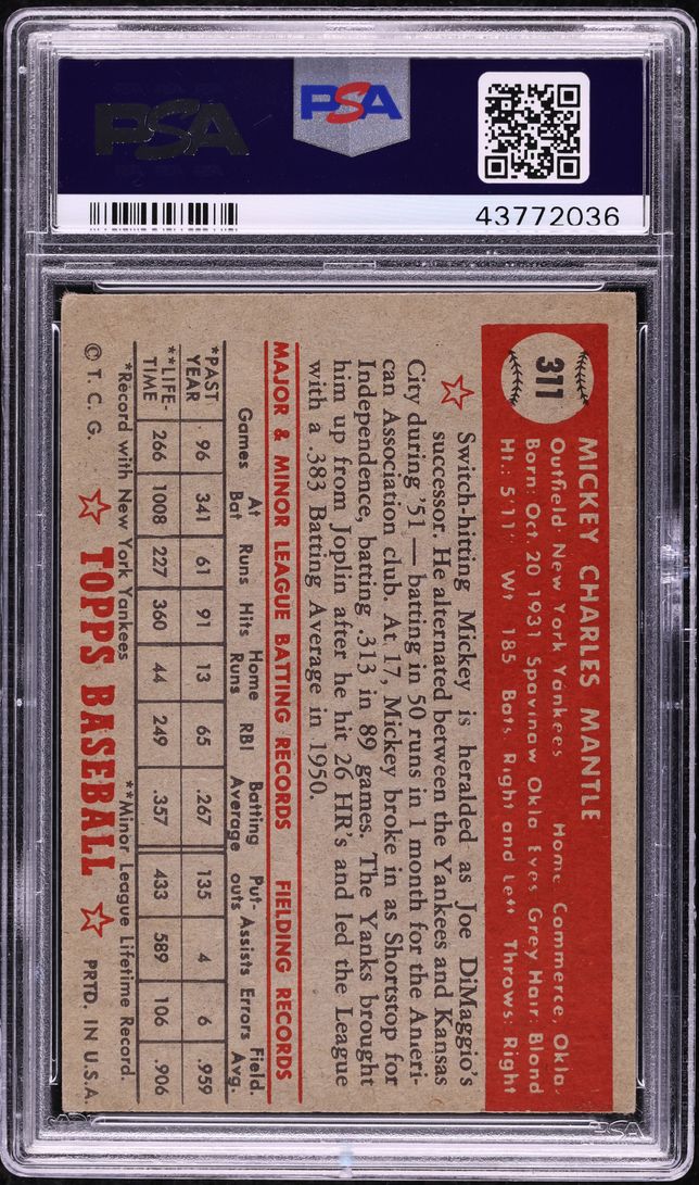 1952 Topps Mickey Mantle #311 PSA 4 VGEX