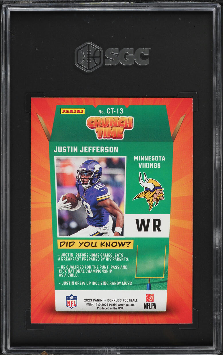 2023 Donruss Crunch Time Justin Jefferson #CT-13 SGC 10 GEM MINT