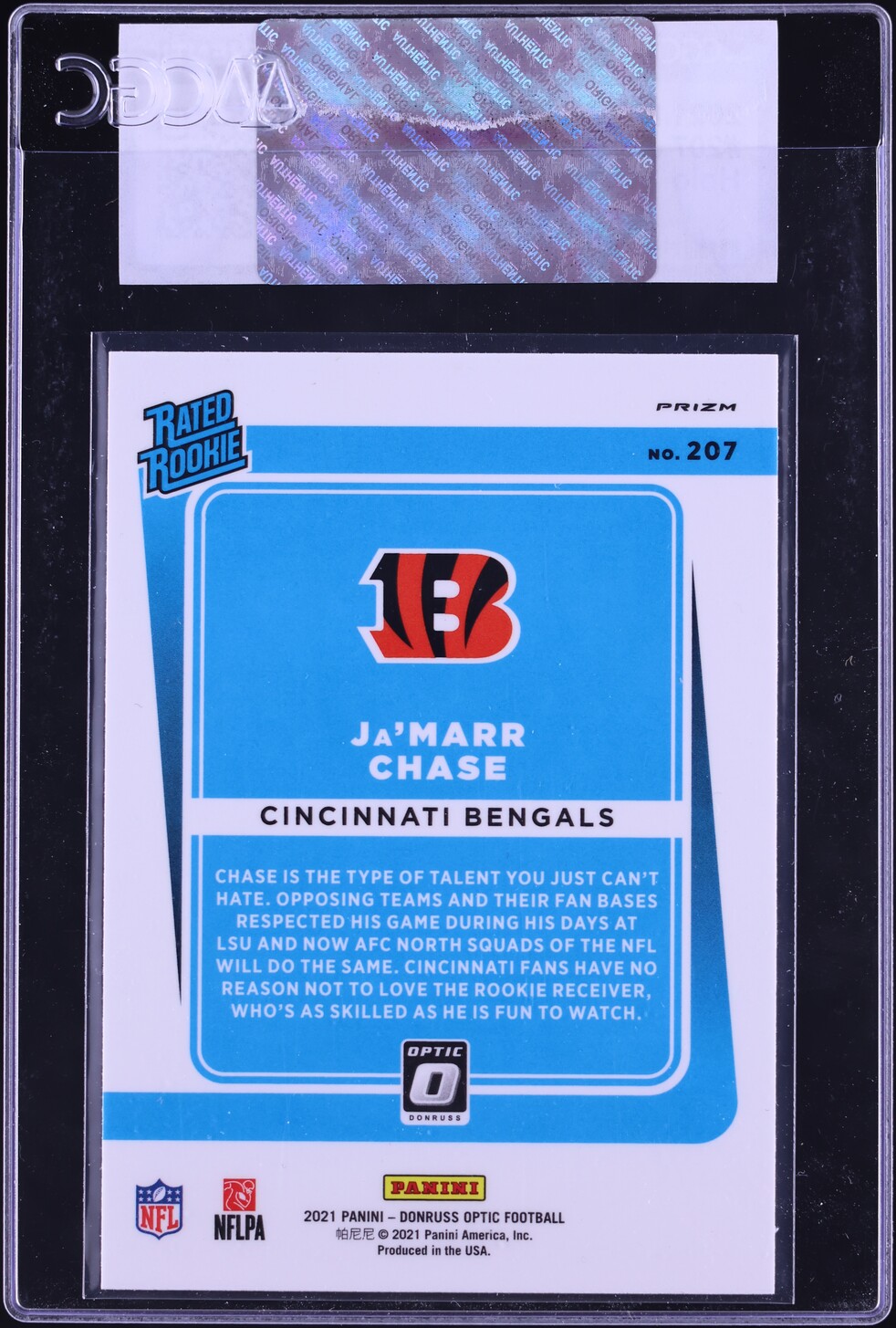 2021 Donruss Optic Holo Ja'Marr Chase ROOKIE #207 CGC AUTH
