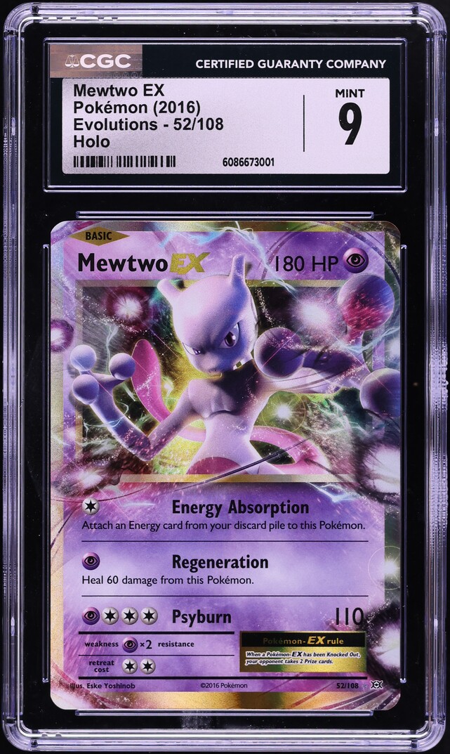 2016 Pokemon XY Evolutions Holo Mewtwo EX #52 CGC 9 MINT