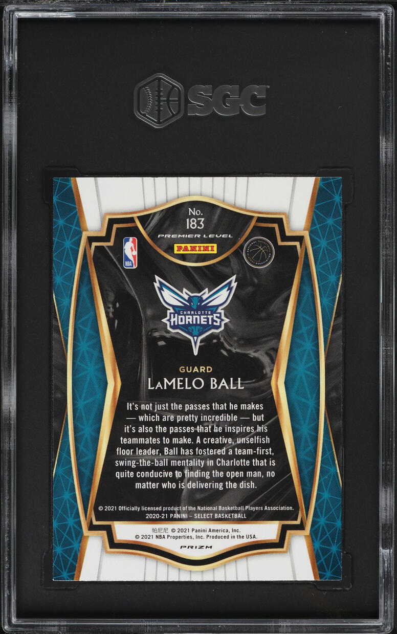 2020 Select Premier Level Red White Orange Shimmmer Prizm Lamelo Ball RC SGC 9.5