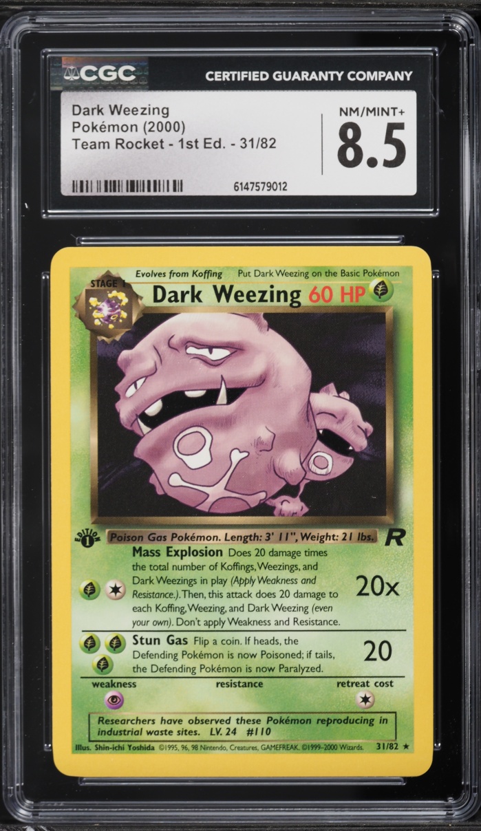 2000 Pokemon Team Rocket 1st Edition Dark Weezing #31 CGC 8.5 NM-MT+