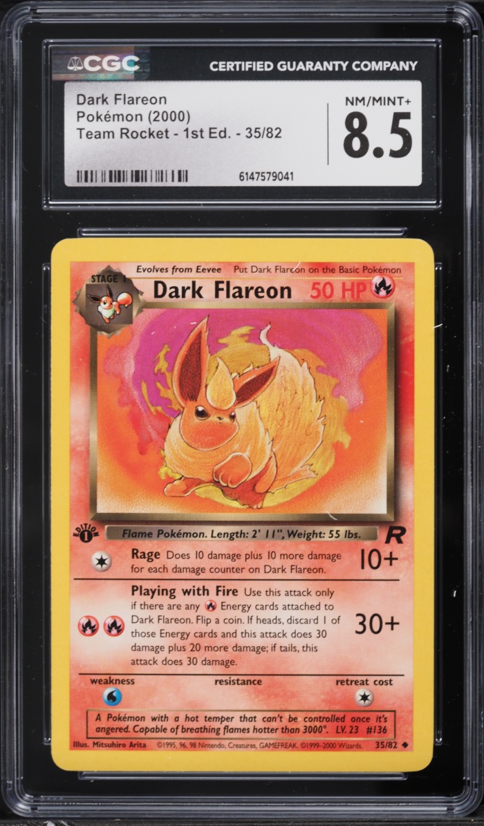 2000 Pokemon Team Rocket 1st Edition Dark Flareon #35 CGC 8.5 NM-MT+