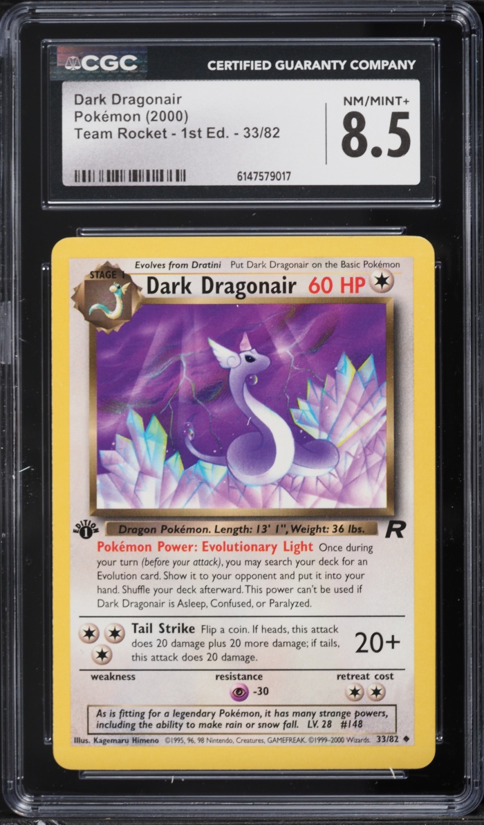 2000 Pokemon Team Rocket 1st Edition Dark Dragonair #33 CGC 8.5 NM-MT+