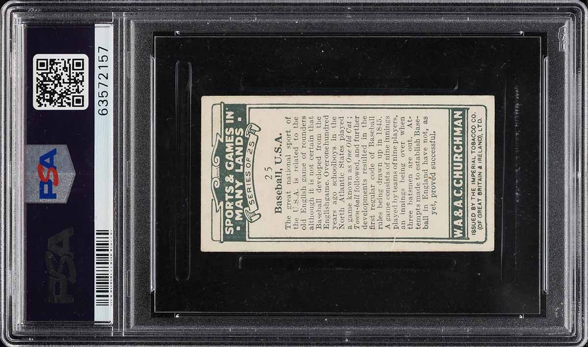 1929 W.A. & A.C. Churchman Sports & Games Baseball, USA #25 PSA 4 VGEX