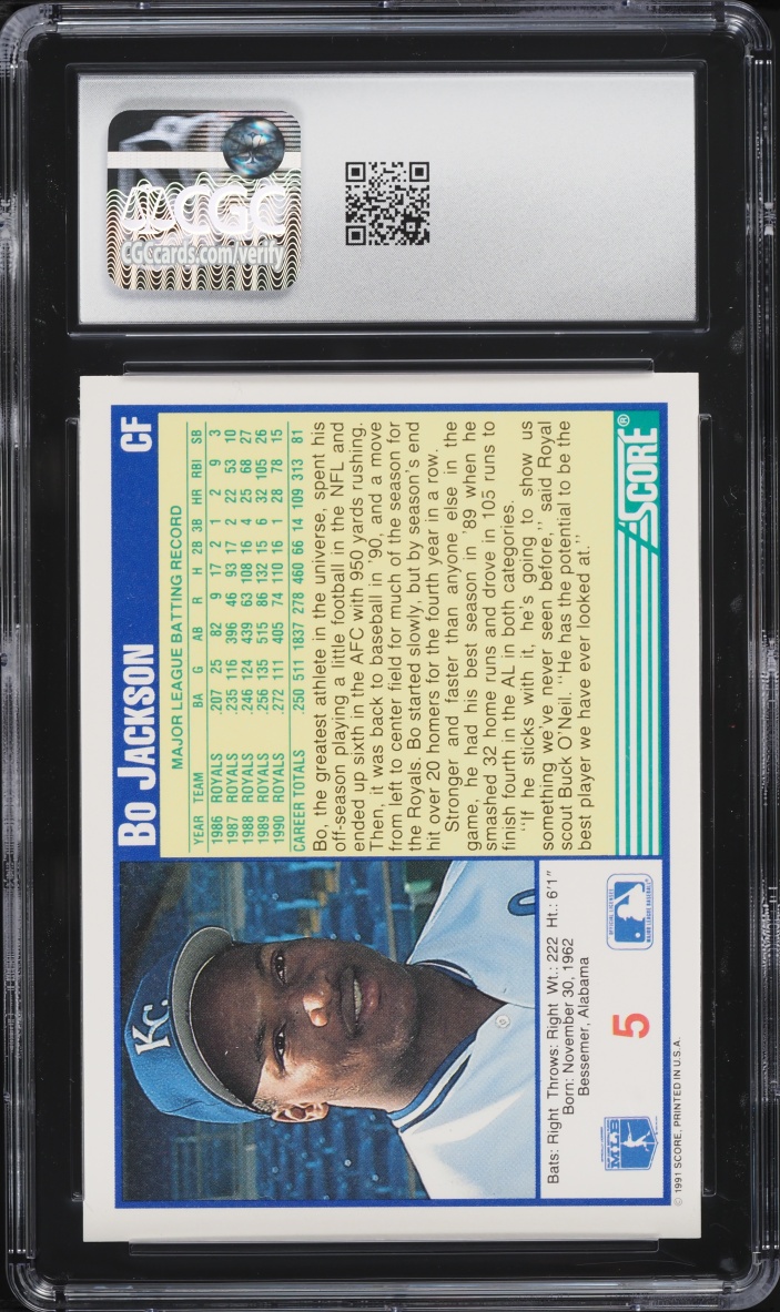 1991 Score Bo Jackson #5 CGC 9.5 MINT+
