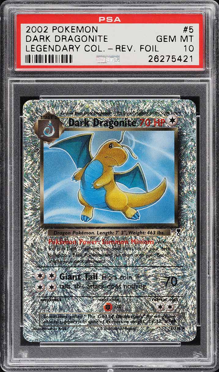 2002 Pokemon Legendary Collection Reverse Holo Dark Dragonite #5 PSA 10 GEM MINT