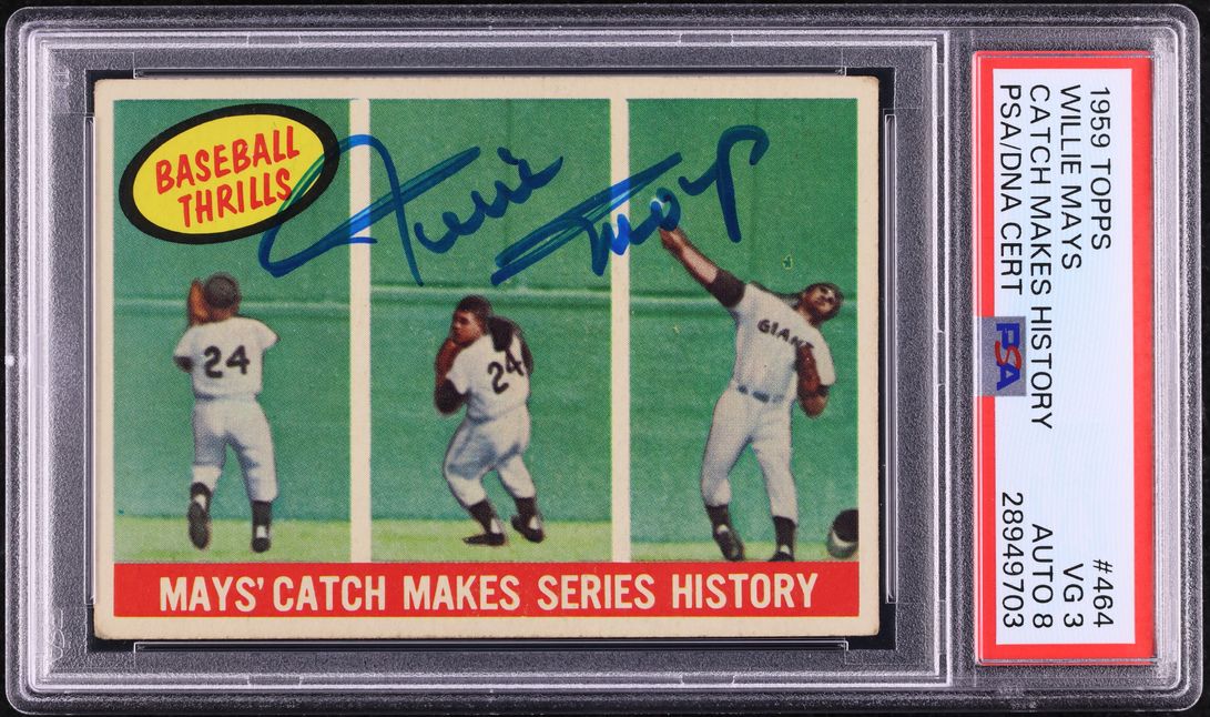 1959 Topps Willie Mays CATCH MAKES HISTORY AUTO DNA 8 #464 PSA 3 VG