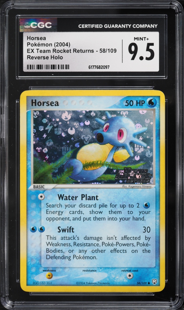 2004 Pokemon EX Team Rocket Returns Reverse Holo Horsea #58 CGC 9.5 MINT+