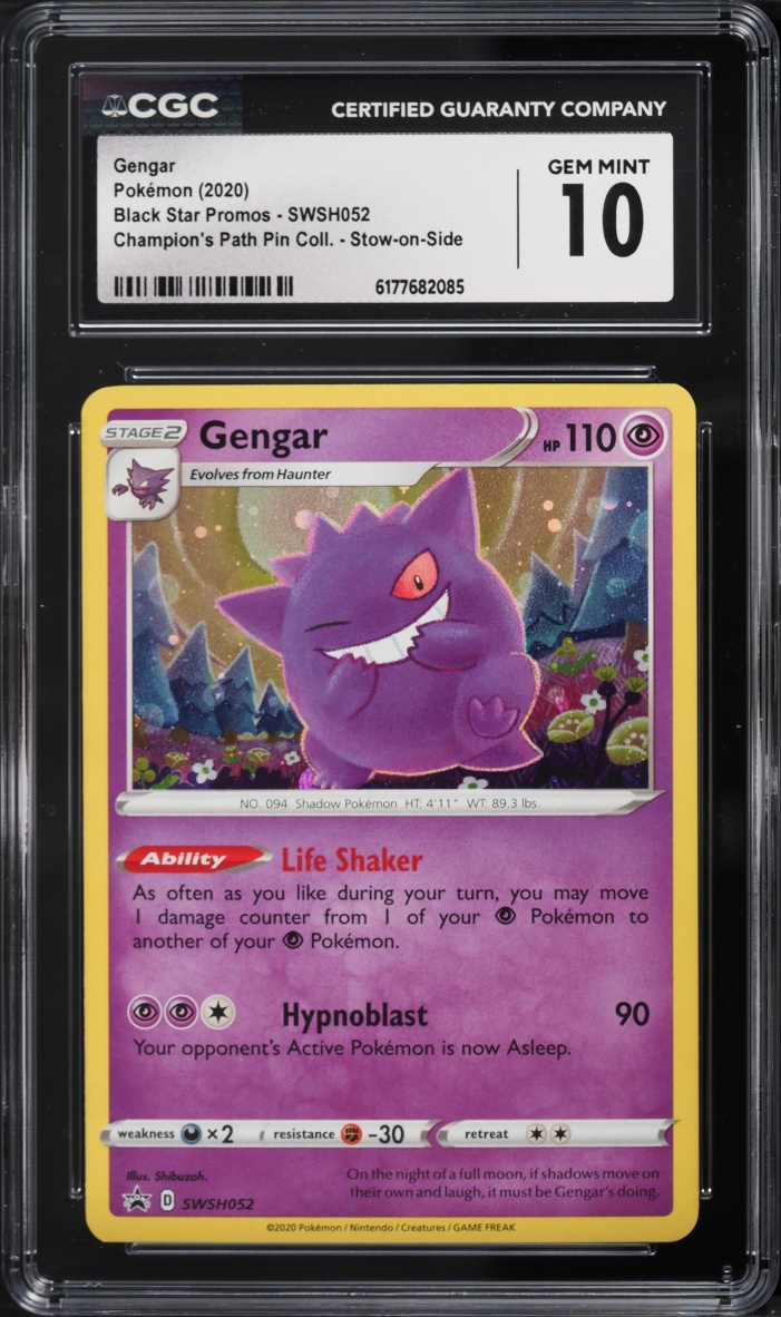 2020 Pokemon SWSH Promo Champion's Path Pin Stow On Side Holo Gengar #SWSH052 CGC 10 GEM MINT