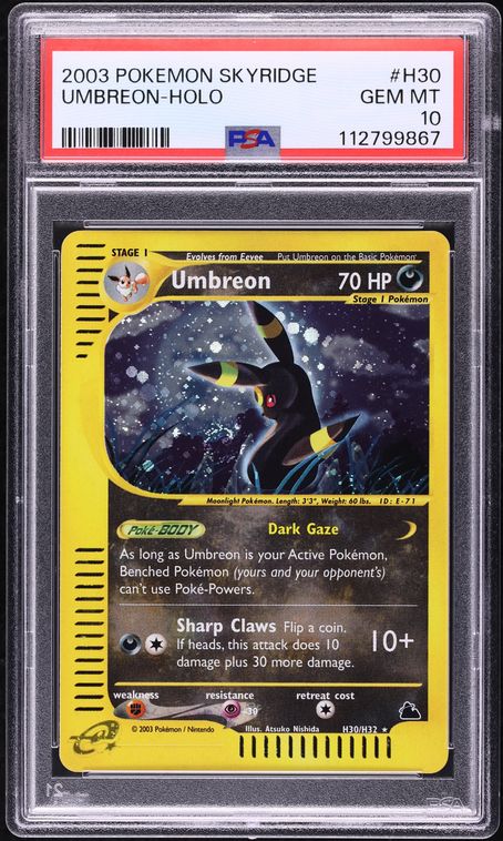 2003 Pokemon Skyridge Holo Umbreon #H30 PSA 10 GEM MINT