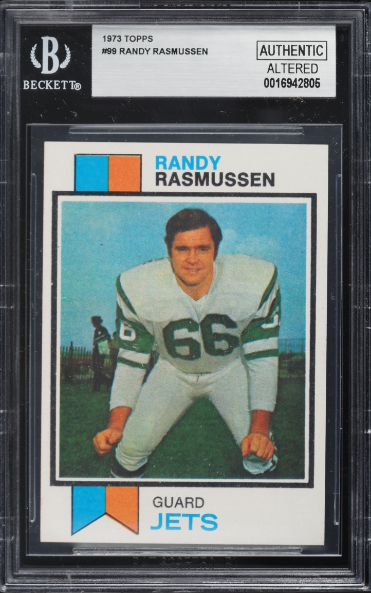 1973 Topps Football Randy Rasmussen ROOKIE #99 BGS ALTERED AUTH