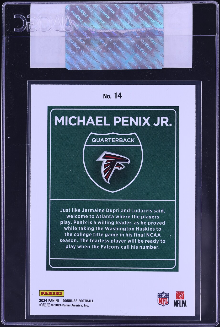 2024 Donruss Downtown Michael Penix Jr. ROOKIE #14 CGC AUTH