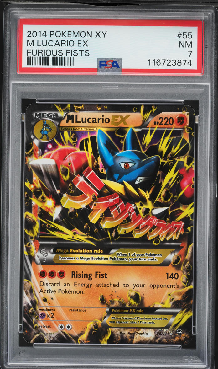2014 Pokemon XY Furious Fists M Lucario EX #55 PSA 7 NRMT