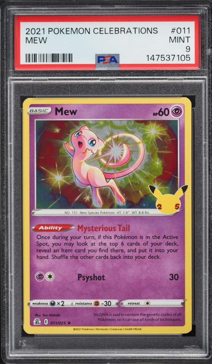 2021 Pokemon Sword & Shield Celebrations Holo Mew #11 PSA 9 MINT
