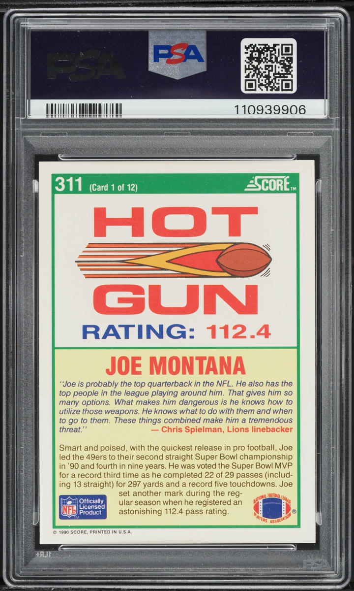 1990 Score Football Joe Montana #311 PSA 9 MINT