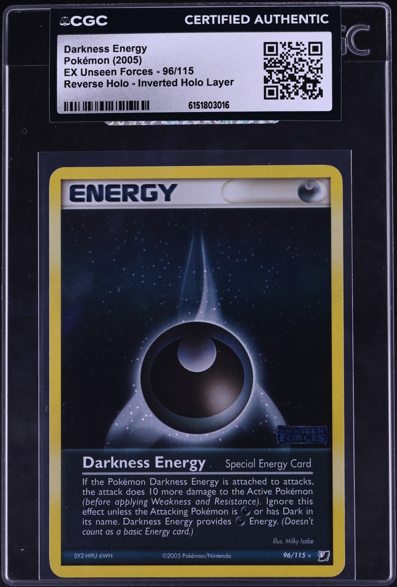 2005 Pokemon EX Unseen Forces Reverse Holo Inverted Layer Darkness Energy #96 CGC AUTH