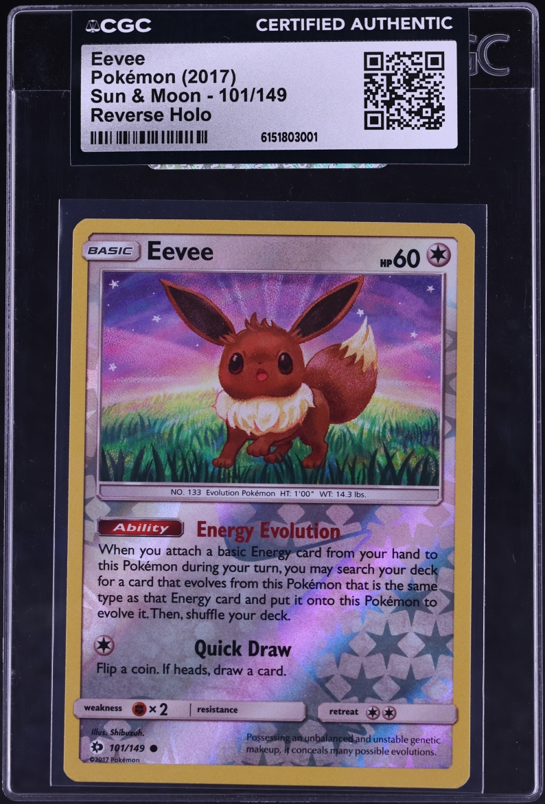 2017 Pokemon Sun & Moon Reverse Holo Eevee #101 CGC AUTH