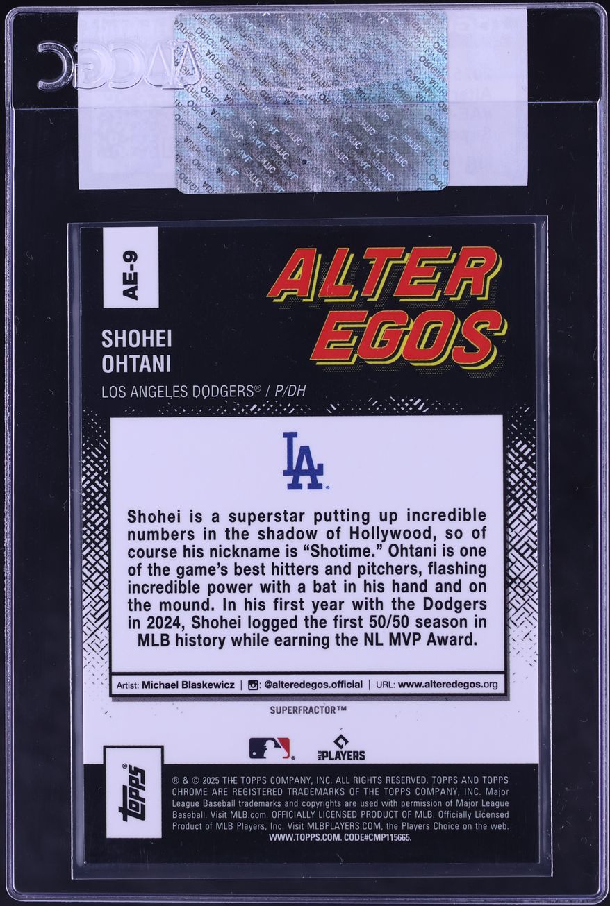 2025 Topps Chrome Update Alter Ego Superheroes SuperFractor Shohei Ohtani 1/1 #AE-9 CGC AUTH