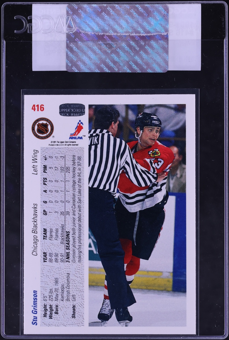 1991 Upper Deck Hockey Stu Grimson #416 CGC AUTH