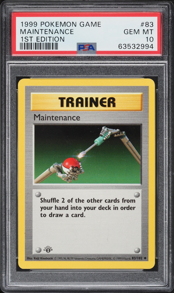 1999 Pokemon Base Set Shadowless 1st Edition Maintenance #83 PSA 10 GEM MINT