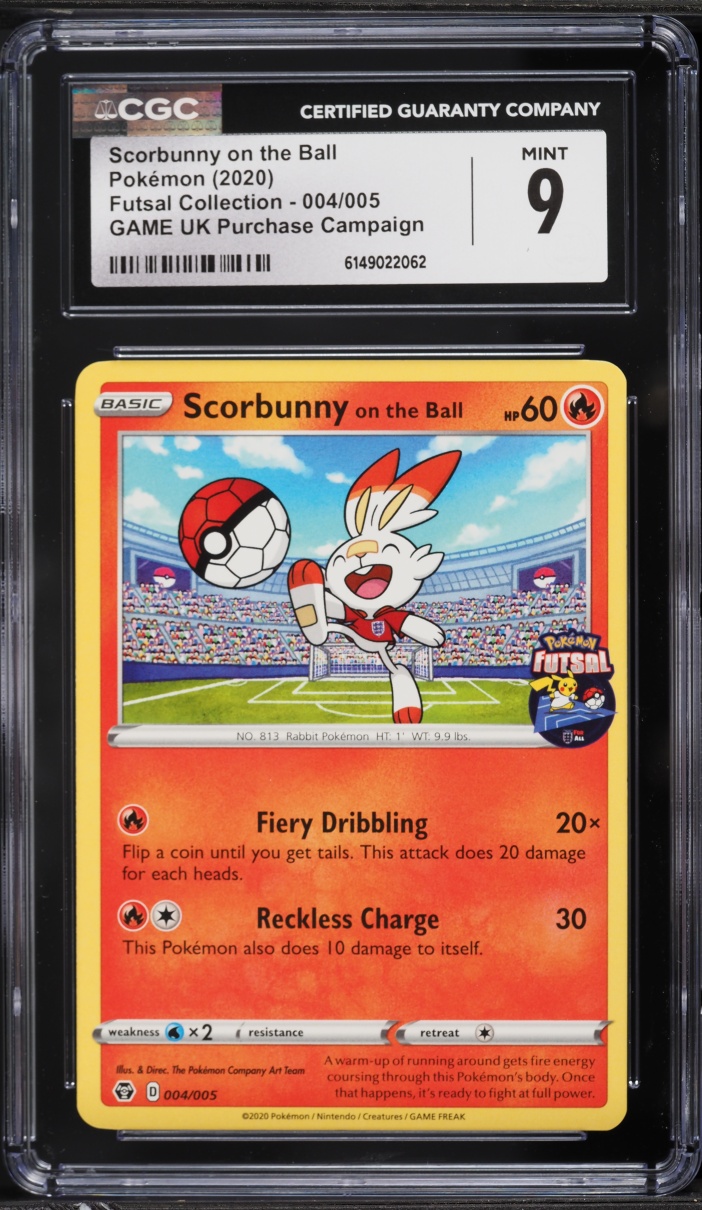 2020 Pokemon SWSH Futsal Collection Game UK Purchase Scorbunny On The Ball #4 CGC 9 MINT